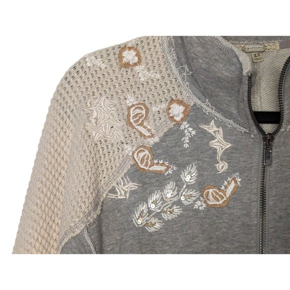 Gimmicks embellished long sleeve kangaroo pocket‎ gray embroidered Sweatshirt XS - Picture 5 of 8